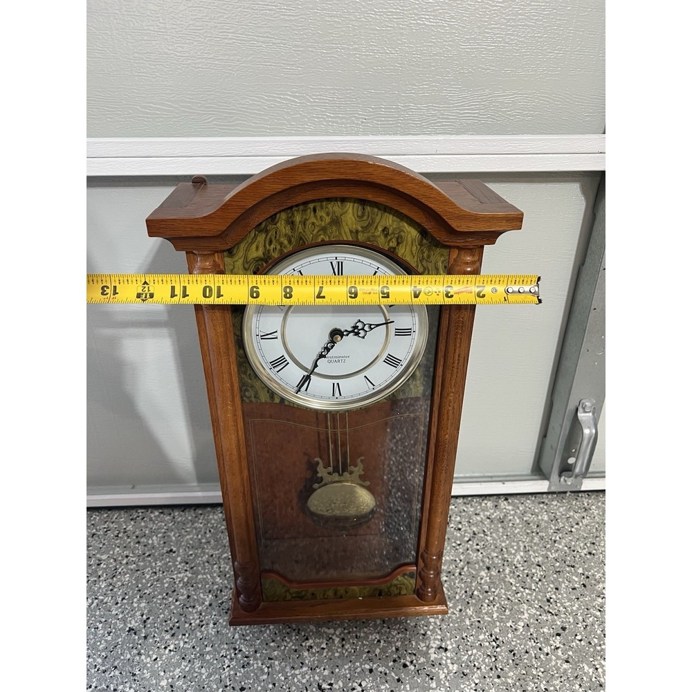 Bulova Westminster Chime Quartz Wall Clock Pendulum Wooden Case Vintage Untested - Picture 4 of 4